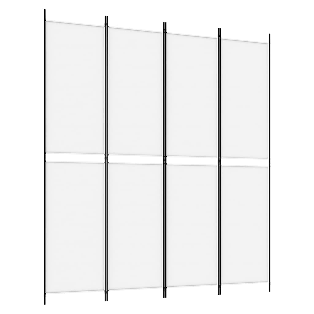 vidaXL 4-Panel Room Divider Folding Privacy Protection Screen Room Separator Paravent Wall Partition Panel Screen Dressing Wall White Fabric