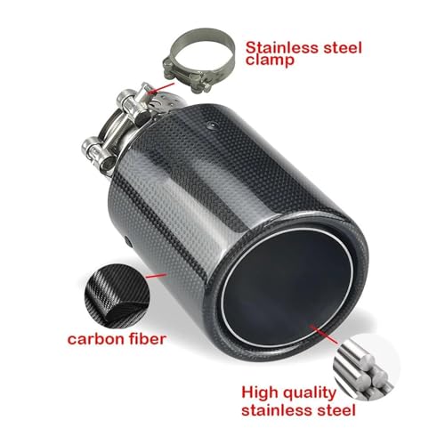 Tuyau d'échappement en fibre de carbone vernie entrée 51mm et sortie 76mm