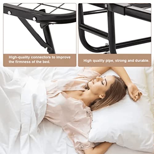 Yiqiedey Folding Bed Guest Bed Twin Size Camping Cots Bed With Wheels& Metal Frame, Heavy Duty 330Lbs Capacity, Roll Away Foldaway 3.9 Inch Comfort Foam Mattress, Portable Camping Cot For Adults #TOP3