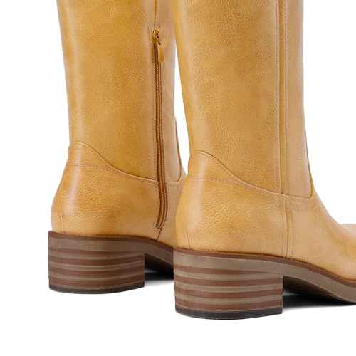 Image of DREAM PAIRS Women's Square Toe Platform Chunky Block Heel Knee High Riding Boots