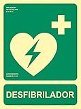 Becral® - Señal luminiscente emergencia DESFIBRILADOR PVC 0,7mm Clase B 224X300mm homologado CTE, RIPCI nueva ley ref.RD14112
