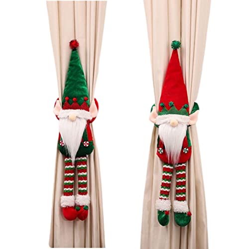 eBoutik - Set of 2 Christmas Curtain Holdbacks Gonk/Elf Decorations - Plush Hanging Swedish Ornament for Tree or Doors, & Curtains - Xmas Tomte Faceless Elf