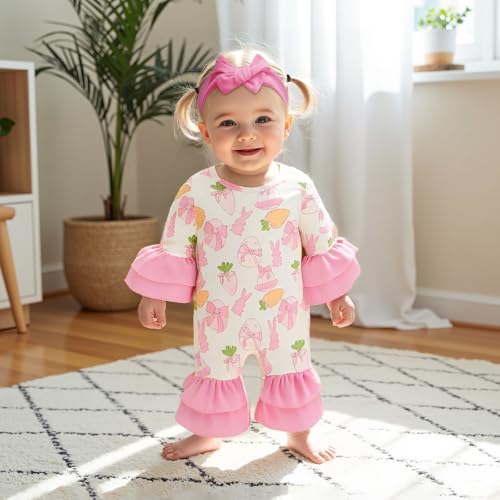 My First Easter Baby Girl Outfit Easter Bunny Egg Long Sleeve Romper Jumpsuit Spring Newborn Girl Outfits Clothes2