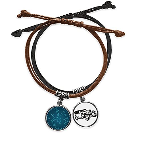 Bracelet structure moléculaire bleue en cuir : le cadeau idéal avec chaîne minibus pour de futurs diplômés