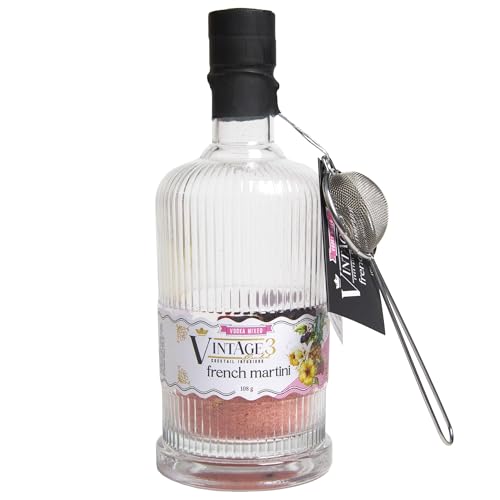 Vintage 3 French Martini Infusion Mixer, 108g – Fruity Raspberry and Pineapple Cocktail Kit for Vodka, Craft Your Own French Martini Drink Mixer, Cocktail Infusion and DIY Bar Gift, No Artificial Flavours