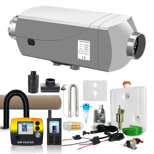 zhongqianji Dieselheizung 12V 9kW, Extra großer Aluminiumkörper,Mit Bidirektionale Fernbedienung,LCD Anzeige, Standheizung Diesel Mit Luftfahrt-Stecker, Auto Standheizung für Wohnmobile,Werkstatt,LKW