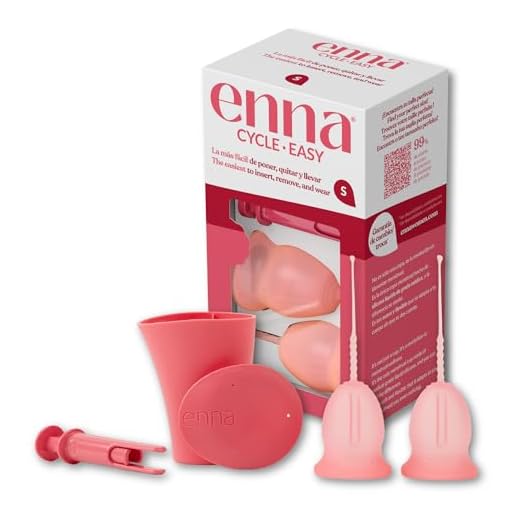 Enna Cycle Easy Copa Menstrual con Aplicador Talla S – Pack 2 Copas + Caja Esterilizadora + Aplicador | Silicona Médica | Fabricada en España | Reutilizable | Hasta 12 horas de protección.
