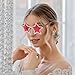 DOITOOL Rhinestone Rimless Sunglasses Star-shaped Gradient Red Frame Women’s Party Eyewear Fashion Accessories