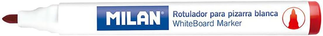 MILAN BOX 12 MARKERS FOR WHITE BOARD ROUND TIP RED