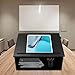 GUIAFUHYE Tabletop Podium Wood,Portable Tabletop Lectern with Storage Room&Baffle Plate,Slant Reading Surface,for Churches, Restaurants,Classrooms (Black,23.75 * 13.5 * 18.75 in)