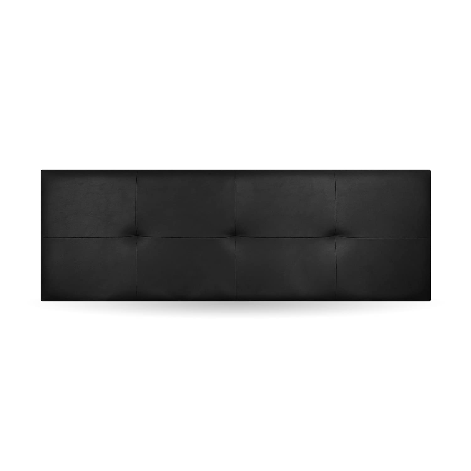 Cabecero tapizado en Polipiel Modelo Malaga 3. Cabezal para Cama de Matrimonio o Juvenil. Cabeceros de 50 de Altura. (Negro, para Cama de 180 (Medidas 190x50x5))