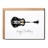 LKSDesigns Forest Guitar Card - Happy Birthday Guitar Card - Modern Music Greeting Card