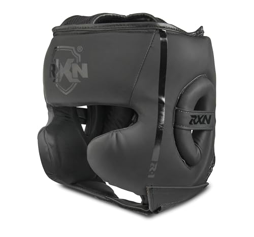 Image of RXN R1 ViperFace Head Guard - MMA Training Headgear(Black /Black,S)