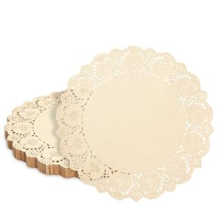 Juvale Paper Placemats - 12-Inch Round, Brown, 250 Count - Disposable Placemats & Lace Doilies - Paper Chargers for Dinner Plates - Tea Party Decorations & Wedding Table Decor
