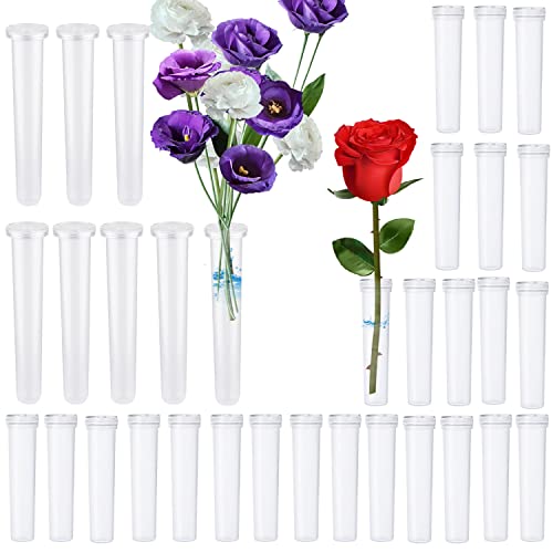 Tubos de Agua de Flores Transparentes Tubos de Agua Florales Reutilizables con Tapa para Plantas para Arreglos Florales (11 x 2,5cm 15 piezas, 7,2 x 2cm 55 piezas)