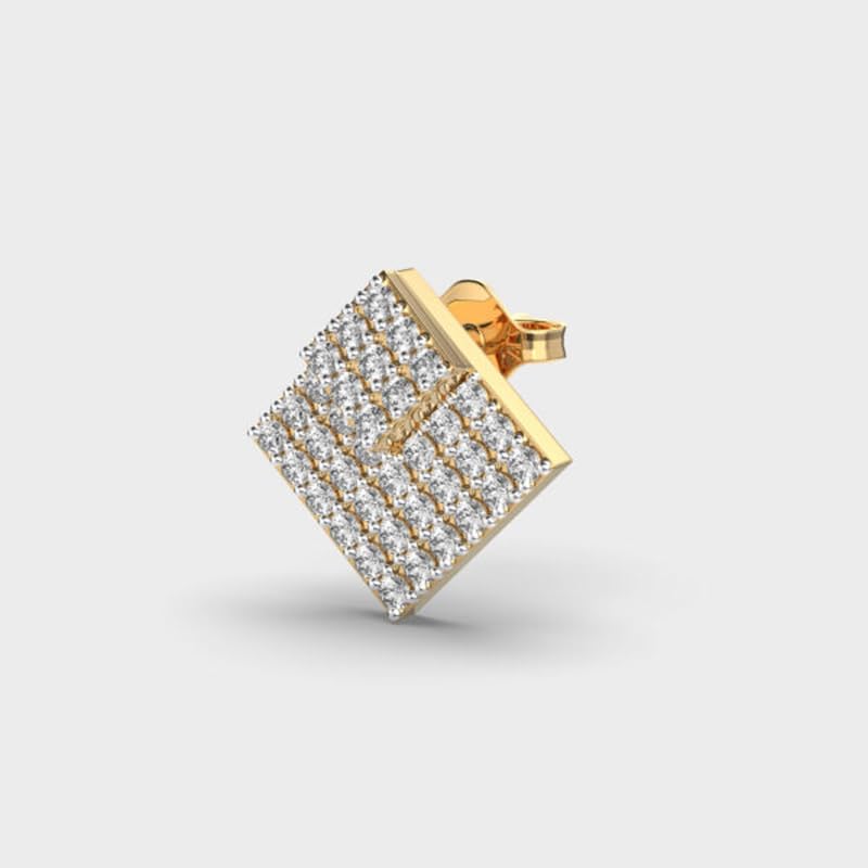 Orecchini a bottone da uomo in argento sterling 925 con quadrato magico | Placcatura in oro n. Pietra: 36 | Dimensioni gemma: 0,01-0,07 mm | Peso: 0,36 crt | Forma: rotonda | 2,848 grammi |LKE_G_00203