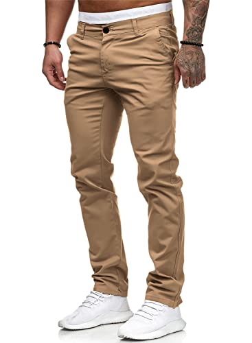 Hungson Mens Chinos Slim Fit Stretch Flat-Front Skinny Dress Pants Khaki #TOP1