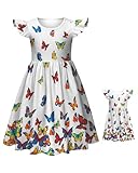 LQSZ Doll and Girl Matching White Butterfly Dress Outfits for Girls and 18' Matching Doll and Girl Clothes 4 5T