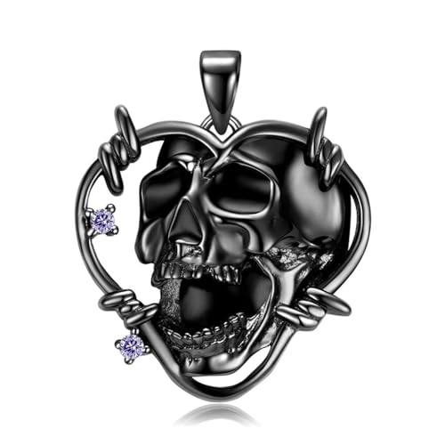 Collier argent 925 papillon skull et ailes noires Mesdames Jewelry