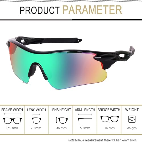 Image of Dervin Non Polarized Oversized Sports Sunglasses for Men Women, Outdoor Cricket Cycling Hiking Fishing Sunglasses