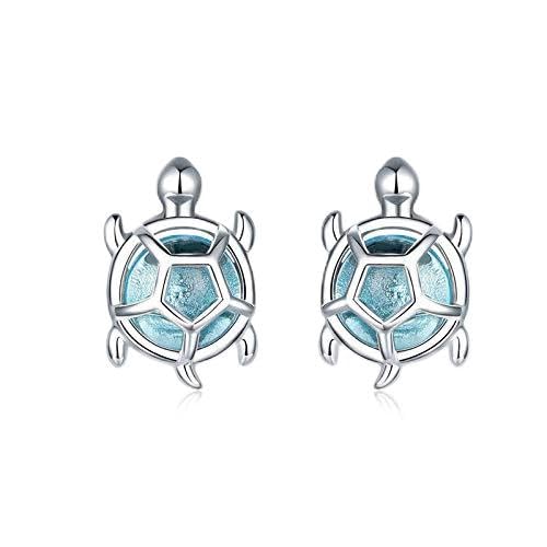 Boucles d'oreilles Tortues Bleu Océan, clous en verre raffinés