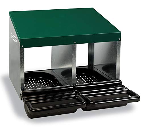 Pondoir en métal galvanisé Kerbl Hobbyfarming, équipement durable 2 nids