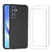 Produktbild NEW'C Hülle für Samsung Galaxy A34 5G - Ultra Thin Silikon Schwarz und 2 × Panzer Schutz Glas für Samsung Galaxy A34 5G - Kratzfest