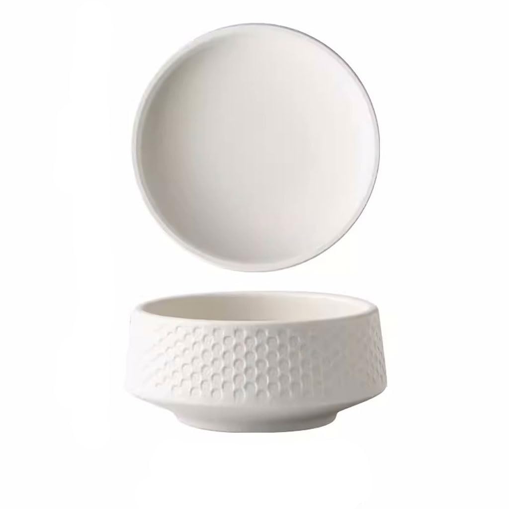 WOTZOV Salad Bowl Ramen Bowl Plate,Soup Plate,Japanese Rice Bowl,Household Soup Bowl,Rice Bowl,Noodle Bowl,Salad Bowl,Boiled Vegetable Tableware Bowls For Kitchen Ice Cream Bowls，White 300ML