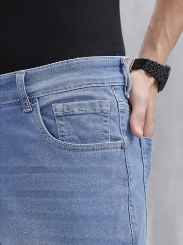 Image of WROGN Men's Cotton Stretch Jeans | Solid | Slim Fit | Mid Rise