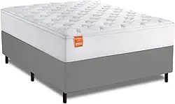 Cama Box Colchão Casal King Molas Ensacadas Real 193x203x65cm Branco/Cinza Inducol - Suporta até 130kg por Pessoa