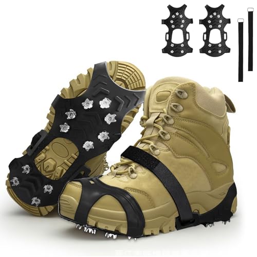 11 Zähne Steigeisen, Schuhspikes, Spikes für Schuhe, Spikes Grödel für Wanderschuhe, Schuhspikes zum überziehen für Winter EIS Schnee, Outdoor Bergsteigen (M)