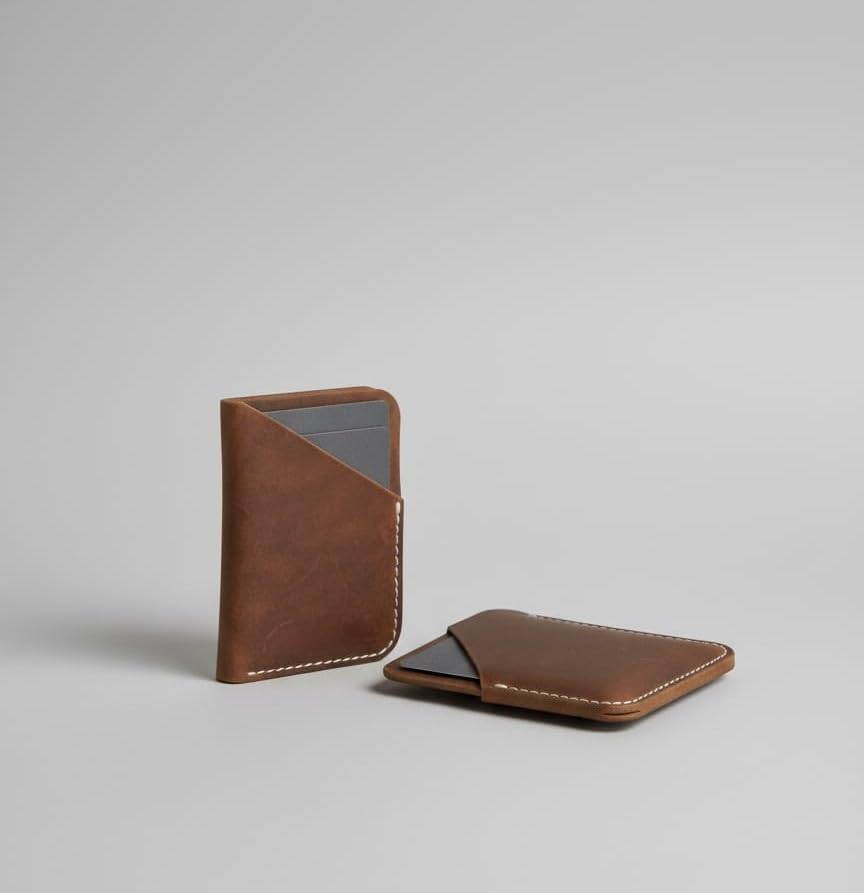 Image of Genuine Leather Card Holder Wallet for Men & Women | Slim Pocket Size Card Holder with Cash Slot | Debit Credit Visiting Card Organizer for Daily Use (Style 3)