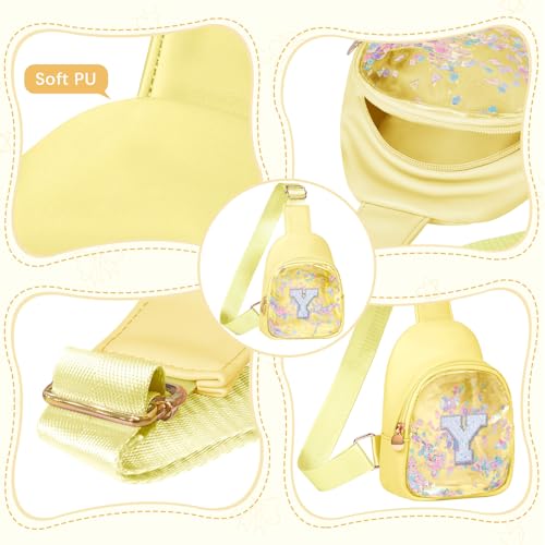 Image of COSHAYSOO Personalized Christmas Birthday Gifts Burr Basket Stuffers for Girls Yellow Purse Sling Bag Crossbody Girl Cute Funny Cool Mini Travel Fashion Accessories Monogrammed Initial Letter Y