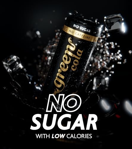 Green Cola Caffeine-Free Soft Drink - Sugar-Free, Zero Calorie Fizzy Drinks Sweetened with Stevia - No Aspartame - Healthy Alternative Cans of Pop 24 Pack (330ml x 24)