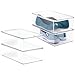 mDesign Stackable Plastic Closet Shelf Shoe Storage Organizer Box with Lid for Mens, Womens, Kids Sandals, Flats, Sneakers - 4 Pack - Clear