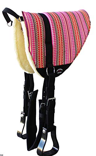 CHALLENGER Horse Saddle PAD Western Fleece Padded Bareback Pad w Stirrups 39RT10PK