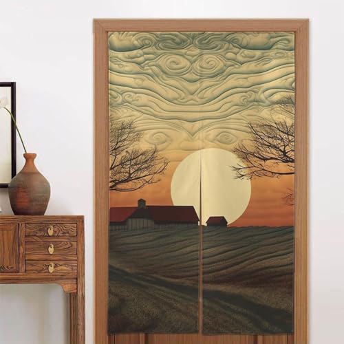 Rideau de porte en tissu tapisserie avec motif soleil levant pour embellir vos pièces - 2