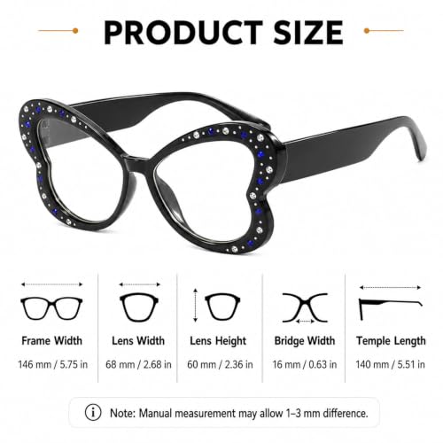 Image of Butterfly Shape Glasses for Women Retro Clear Flat Lens