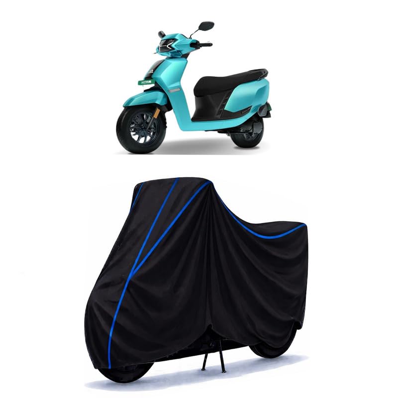 Image of Scooty Cover Water Resistant for Nexus | Universal Scooter & Bike Cover | Heavy Duty UV Protection | Dust, Rain & Scratch Protection | Elastic Fit All Weather Indoor Outdoor | Black with Blue Piping