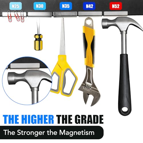 Image of MIKEDE Neodymium 12 Pack Strong Magnets Heavy Duty Bar Magnets,with Double-Sided Adhesive, Powerful Small Rare Earth for Fridge, Garage, Kitchen - 2.36 x 0.39 x 0.12in(N25)