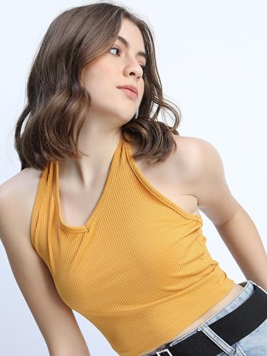 Image of Tokyo Talkies Women's Sleeveless High Neck Solid Tops| Stylish Casual wear