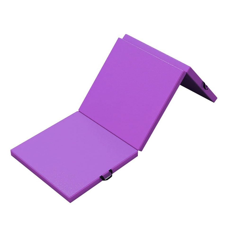 LXHELIVERY Tri-fold Folding Gym Exercise Mat with Carrying Handles for Home Workout Core Workouts Stretching Yoga Color Purple2