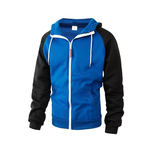Sweats à capuche pour homme | Cordon de serrage Fitness Sportswear Athletic Workout Sweat à capuche zippé Sweat à capuche léger Sport Hoodies Patchwork Manches longues Manteau avec capuche Casual Mode – Image 5