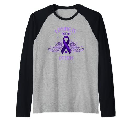 Pancreatic Cancer Wear Purple Awareness Love Support Fight Maglia con Maniche Raglan