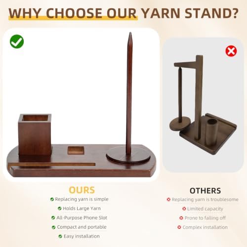 Upgraded Wooden Yarn Holder for Crocheting Knitting Large Yarn Spinner