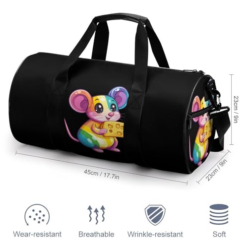 Hand Cheese Pet Colorful Rats Sports Gym Bag Travel Duffel Workout Bag with Adjustable Strap2
