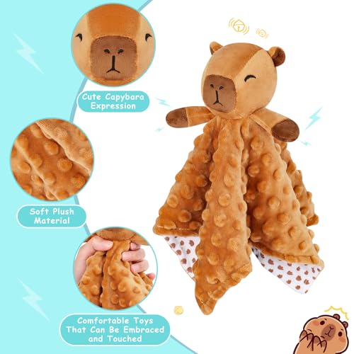 Image of Loveys for Babies,Kawaii Capybara Baby Security Blanket for Newborn Infant Toddler Snuggle Toy Stuffed Animal,Lovey Capybaras Security Blankets Gifts Baby Unisex Birthday(Capybara,12.2in)
