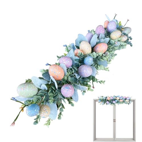 Easter Eggs Garland | 60cm Artificial Colorful Eggs Garland | Spring With Colorful Egg Ornaments | Hanging Spring Door Wreath For Easter Decoration