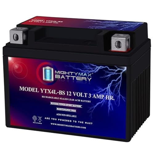 Mighty Max Battery YTX4L-BS - 12 Volt 3 AH, 50 CCA, Rechargeable…