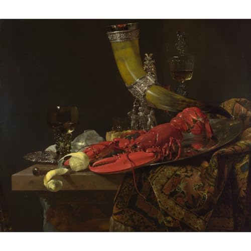 Impression giclée Nature morte avec homard poster d'art tableau hollandais 76x101cm